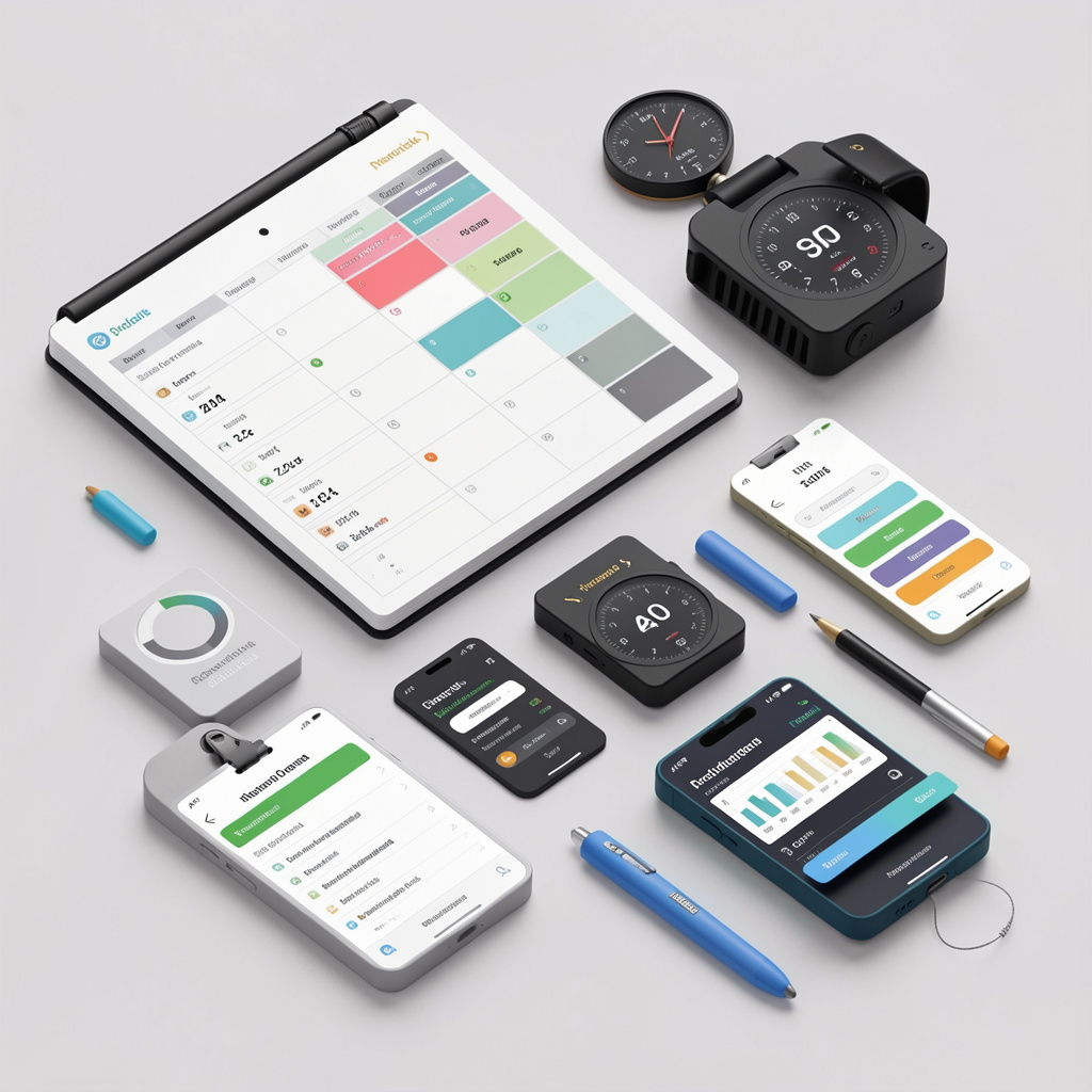 Collection of productivity tools including planner, timer and tracking apps